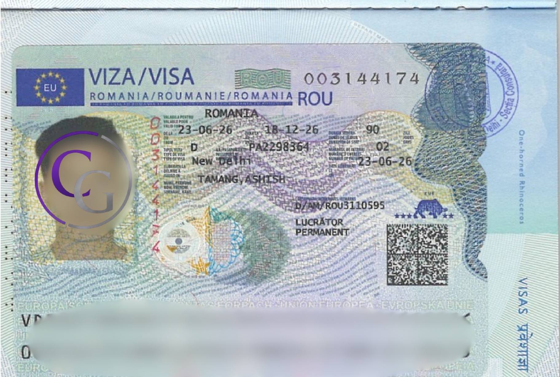 Approved Type D Visa — Romania