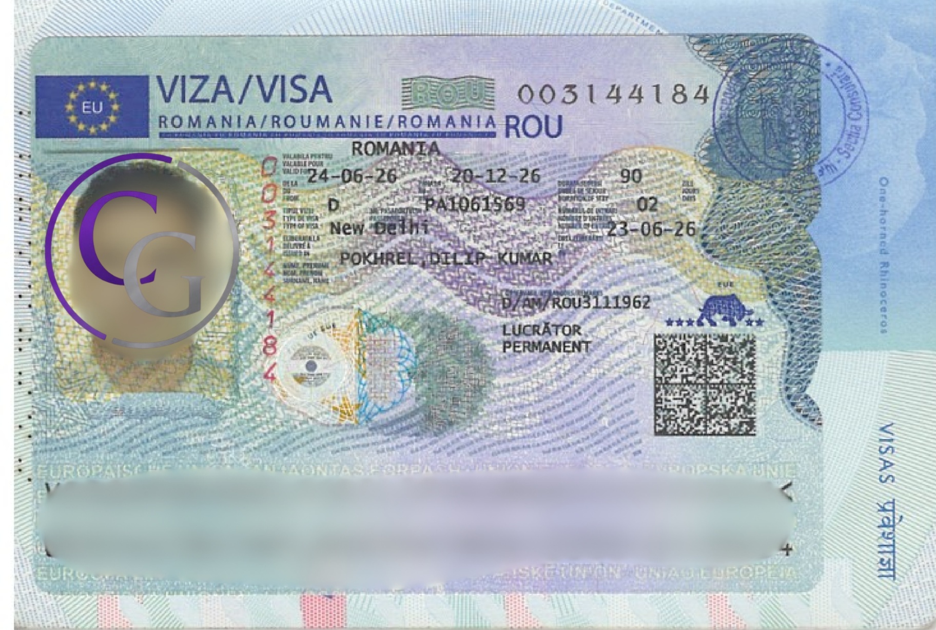 Approved Type D Visa — Romania